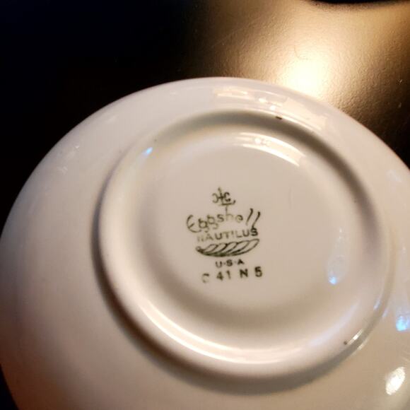 Vtg Tea Cup & Saucer Warranted Gold Rim Eggshell Nautilus U.SA D41N5 Small Sauc - Picture 4 of 4